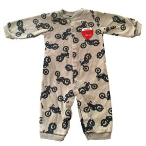 Carter’s Black Gray Motorcycle Tough Like Dad Fleece Long Sleeve Onesie 12Mos